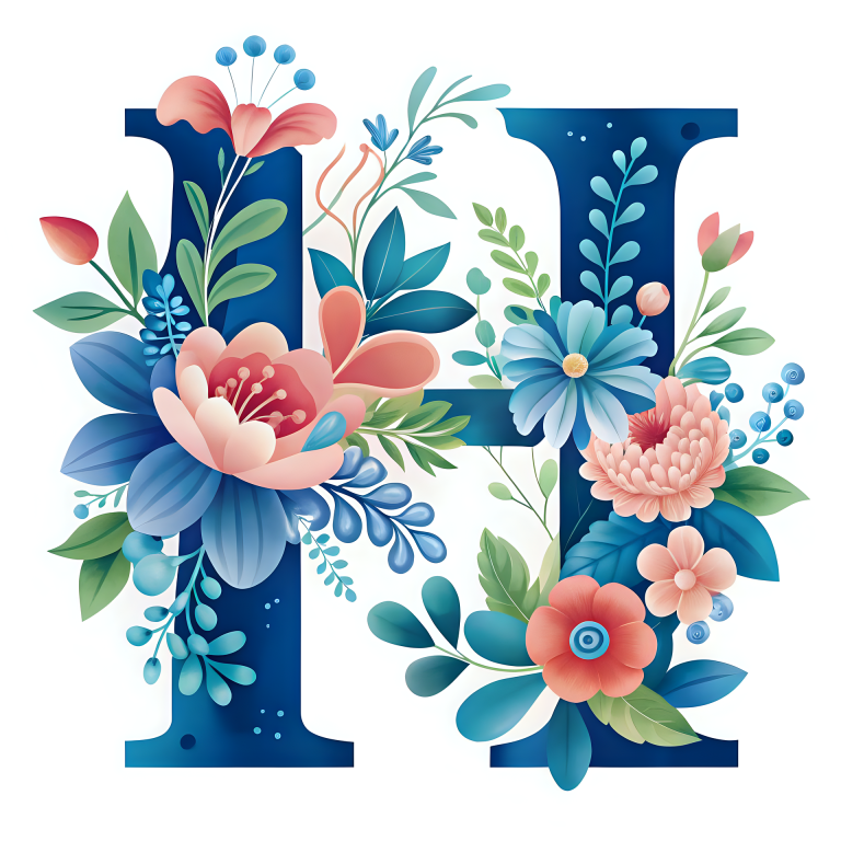 H - Buchstabe mit Blumen